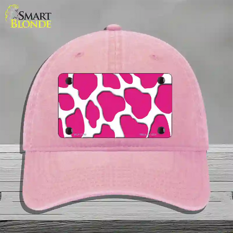 Pink White Giraffe Novelty License Plate Hat Unconstructed Cotton / Pink