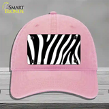 Black White Zebra Novelty License Plate Hat Unconstructed Cotton / Pink