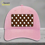 White Brown Polka DotsNovelty License Plate Hat Unconstructed Cotton / Pink