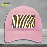 Brown White Zebra Novelty License Plate Hat Unconstructed Cotton / Pink