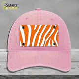 Orange White Zebra Novelty License Plate Hat Unconstructed Cotton / Pink