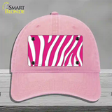 Hot Pink White Zebra Novelty License Plate Hat Unconstructed Cotton / Pink