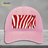 Red White Zebra Novelty License Plate Hat Unconstructed Cotton / Pink