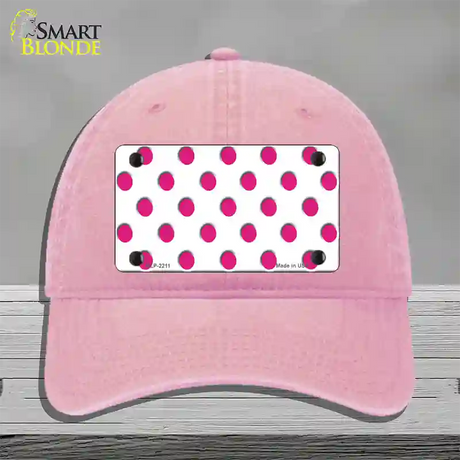 Hot Pink Polka Dots White Novelty License Plate Hat Unconstructed Cotton / Pink