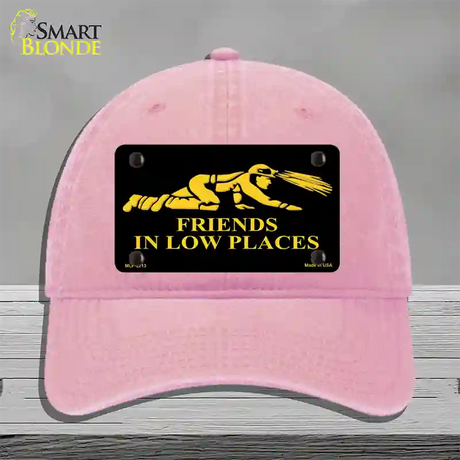 Miners Friends In Low Places Novelty License Plate Hat Unconstructed Cotton / Pink