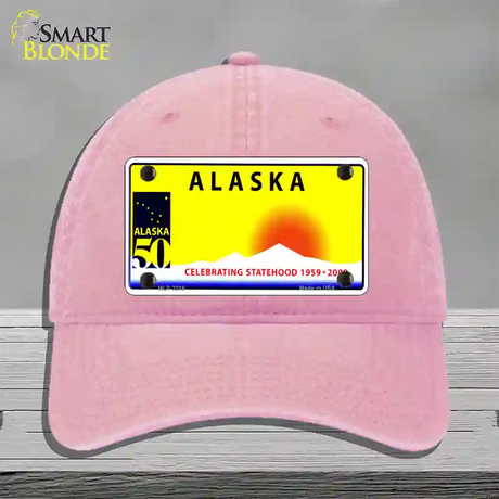 Alaska State Blank Novelty License Plate Hat Unconstructed Cotton / Pink / Alaska Statehood (2216):https | Clean | Yes