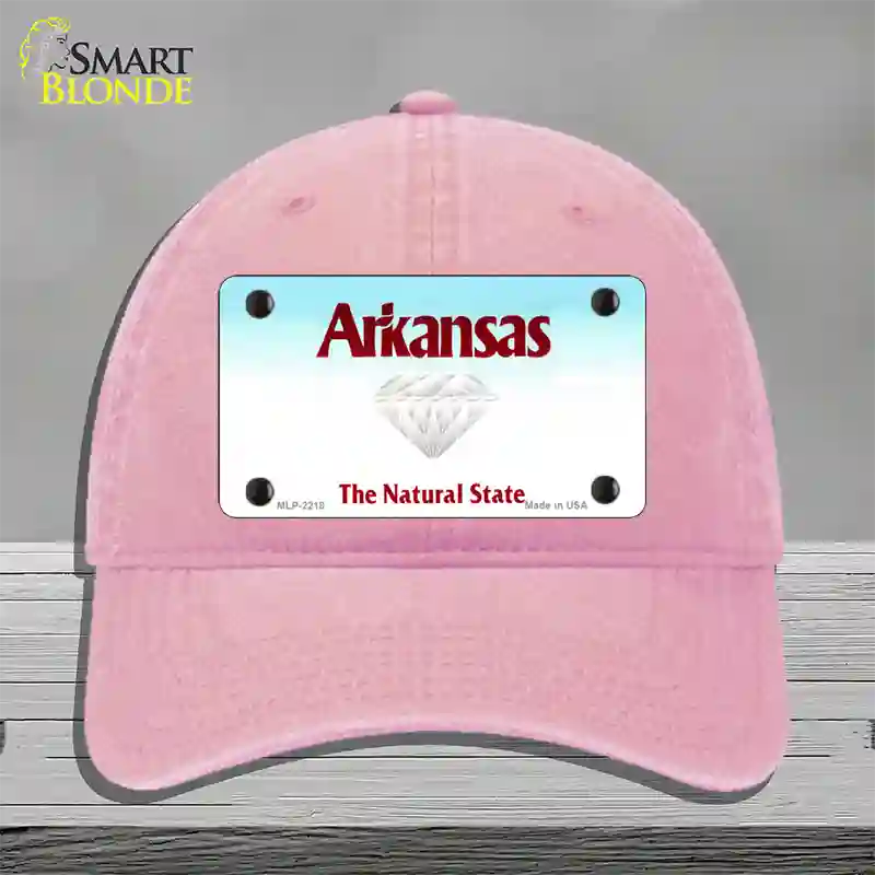 Arkansas State Novelty License Plate Hat Unconstructed Cotton / Pink / Arkansas Diamond (2218):https | Clean | Yes