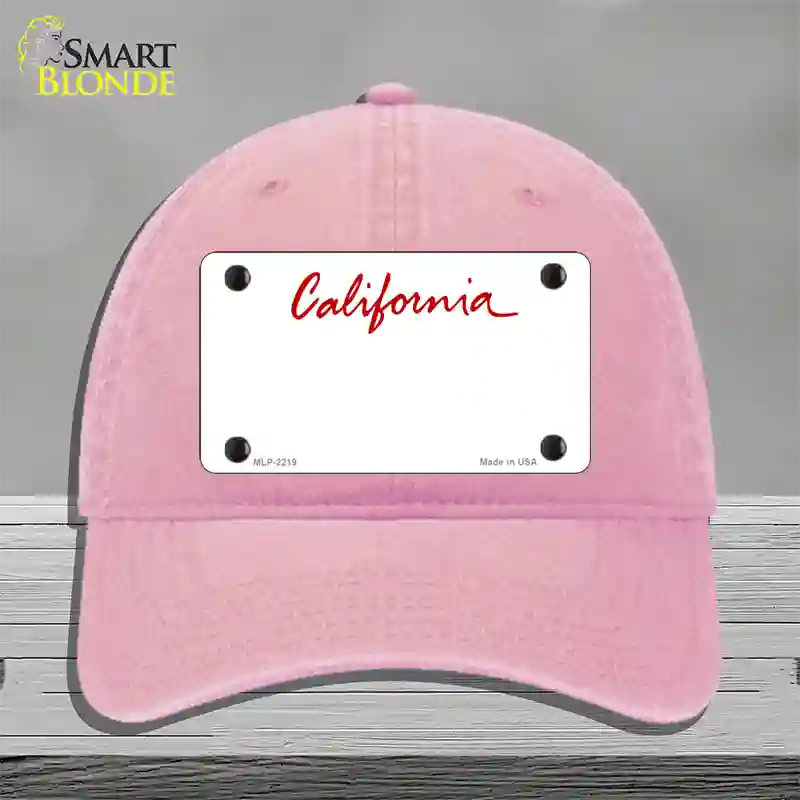 California State Blank Novelty License Plate Hat Unconstructed Cotton / Pink