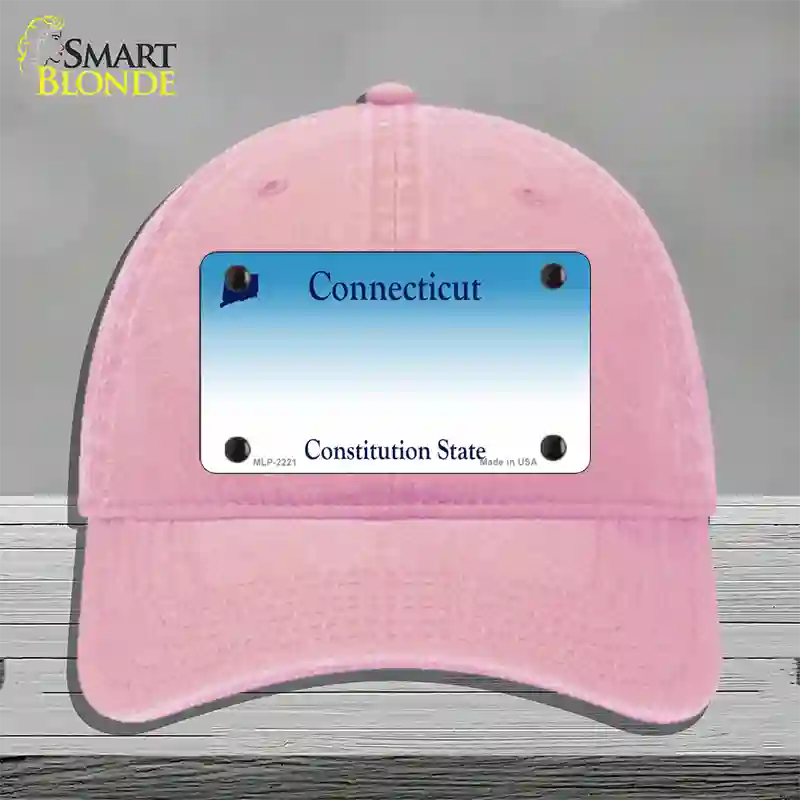 Connecticut State Blank Novelty License Plate Hat Unconstructed Cotton / Pink