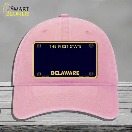 Delaware State Blank Novelty License Plate Hat Unconstructed Cotton / Pink