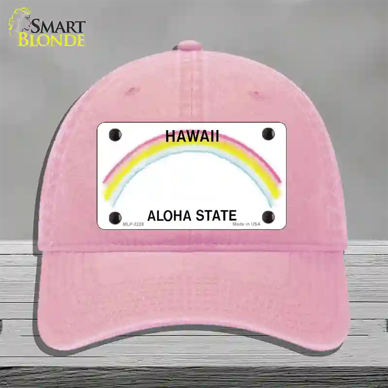 Hawaii State Blank Novelty License Plate Hat Unconstructed Cotton / Pink