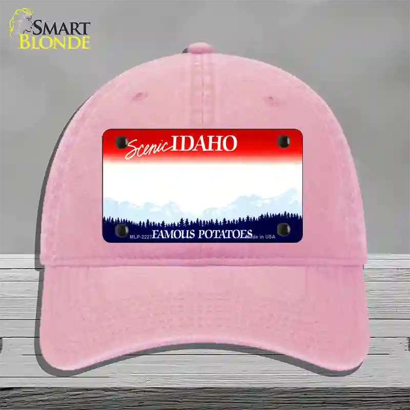 Idaho State Blank Novelty License Plate Hat Unconstructed Cotton / Pink