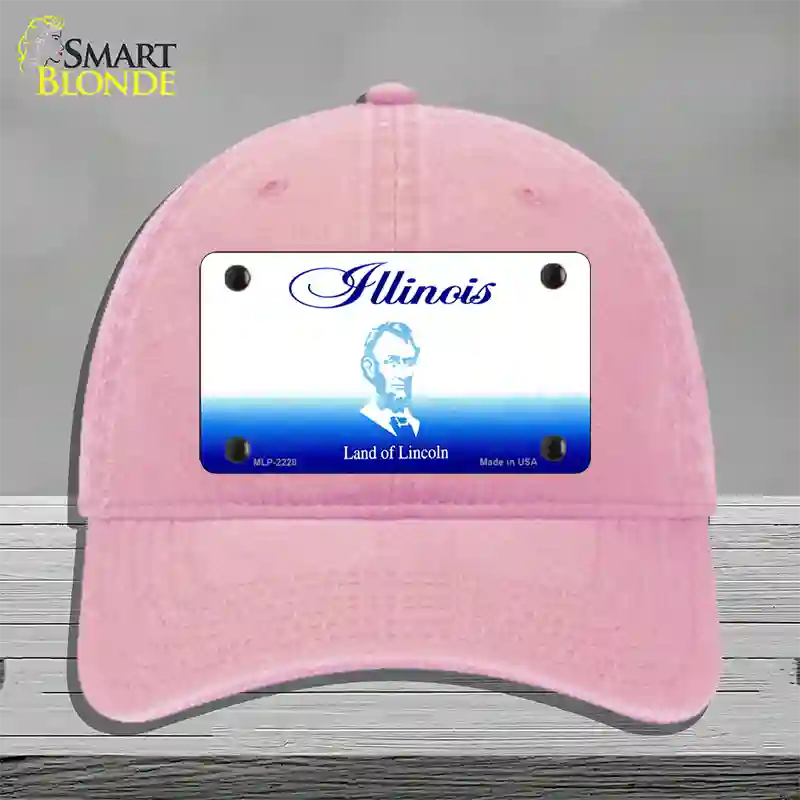 Illinois State Blank Novelty License Plate Hat Unconstructed Cotton / Pink