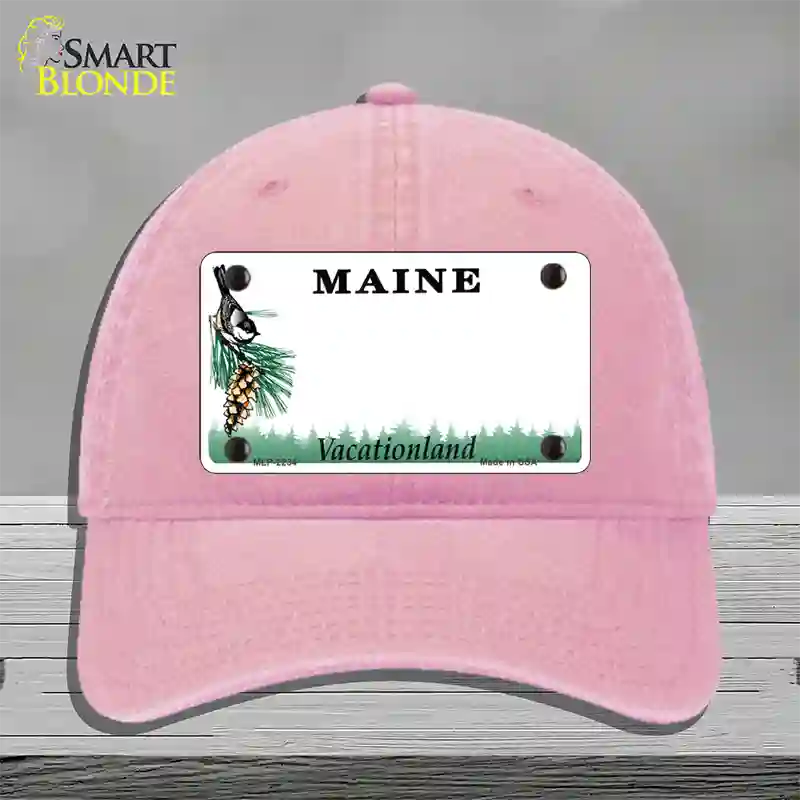 Maine State Blank Novelty License Plate Hat Unconstructed Cotton / Pink