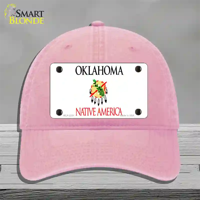 Oklahoma State Blank Novelty License Plate Hat Unconstructed Cotton / Pink