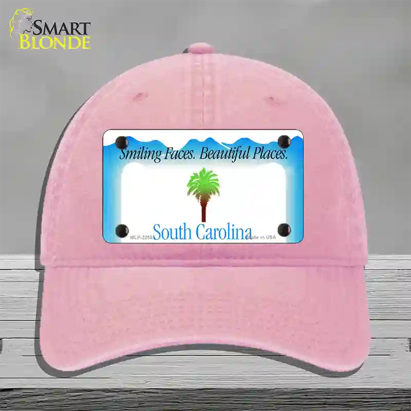 South Carolina State Blank Novelty License Plate Hat Unconstructed Cotton / Pink