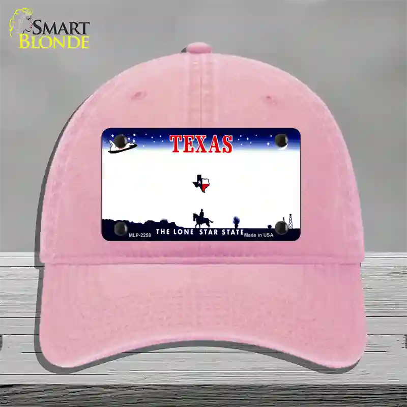 Texas State Blank Novelty License Plate Hat Unconstructed Cotton / Pink