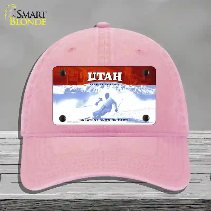 Utah State Blank Novelty License Plate Hat Unconstructed Cotton / Pink