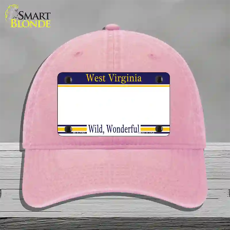 West Virginia State Blank Novelty License Plate Hat Unconstructed Cotton / Pink