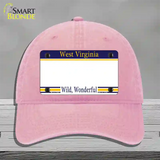 West Virginia State Blank Novelty License Plate Hat Unconstructed Cotton / Pink