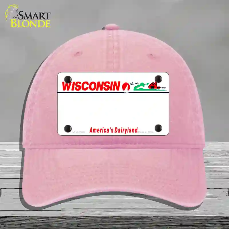 Wisconsin State Blank Novelty License Plate Hat Unconstructed Cotton / Pink