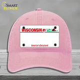 Wisconsin State Blank Novelty License Plate Hat Unconstructed Cotton / Pink