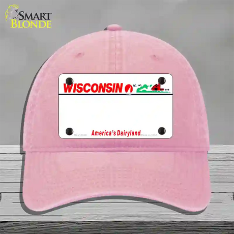 Wisconsin State Blank Novelty License Plate Hat Unconstructed Cotton / Pink