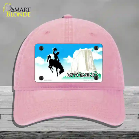 Wyoming State Blank Novelty License Plate Hat Unconstructed Cotton / Pink