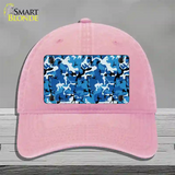 Blue Camouflage Novelty License Plate Hat Unconstructed Cotton / Pink