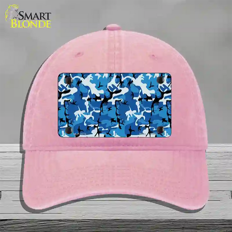 Blue Camouflage Novelty License Plate Hat Unconstructed Cotton / Pink