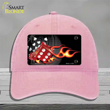 Fire Dice Flame Novelty License Plate Hat Unconstructed Cotton / Pink