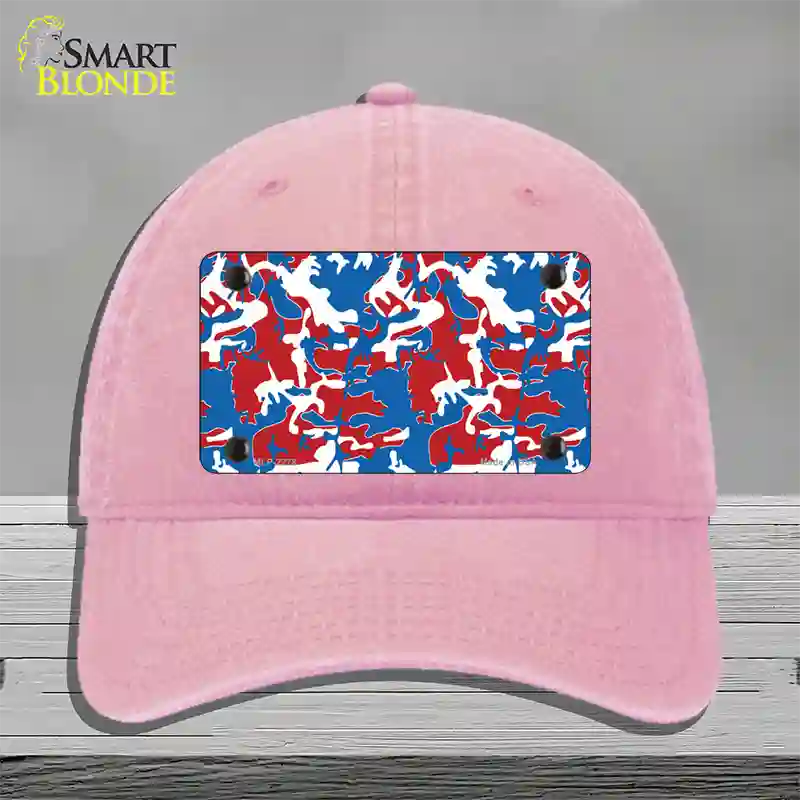 Patriotic Camouflage Novelty License Plate Hat Unconstructed Cotton / Pink