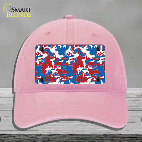 Patriotic Camouflage Novelty License Plate Hat Unconstructed Cotton / Pink