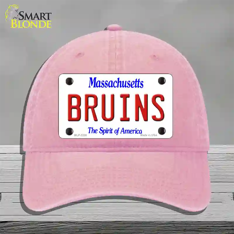 Bruins Massachusetts State Novelty License Plate Hat Unconstructed Cotton / Pink