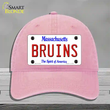 Bruins Massachusetts State Novelty License Plate Hat Unconstructed Cotton / Pink