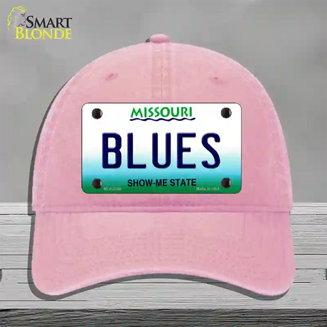 Blues Missouri State Novelty License Plate Hat Unconstructed Cotton / Pink