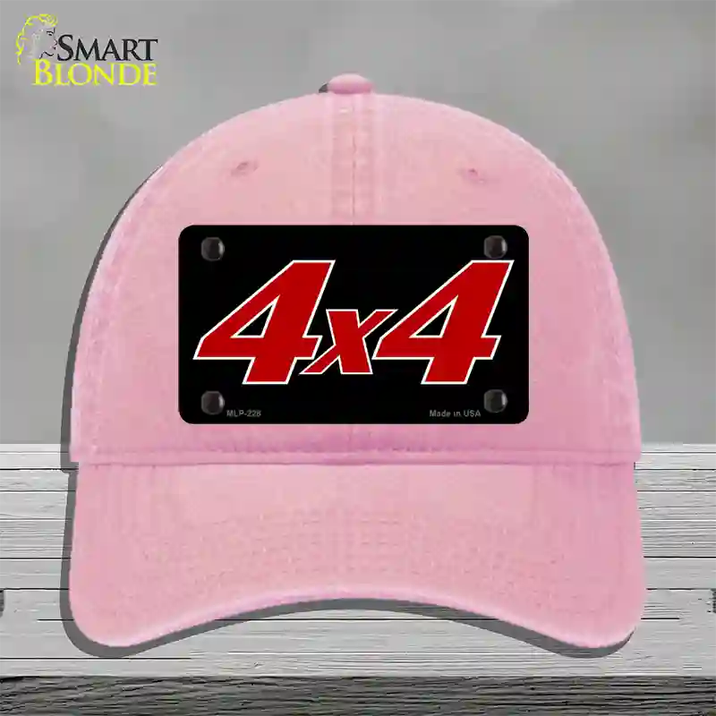 4 X 4 Black Novelty License Plate Hat Unconstructed Cotton / Pink