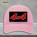 4 X 4 Black Novelty License Plate Hat Unconstructed Cotton / Pink