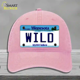 Wild Minnesota State Novelty License Plate Hat Unconstructed Cotton / Pink