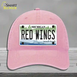 Redwings Michigan State Novelty License Plate Hat Unconstructed Cotton / Pink