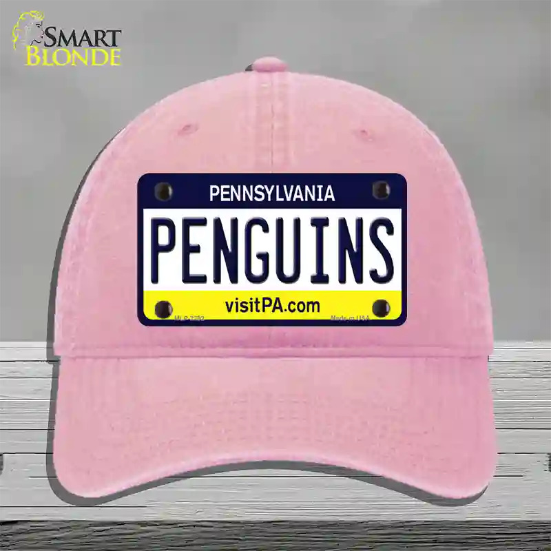 Penguins Pennsylvania State Novelty License Plate Hat Unconstructed Cotton / Pink