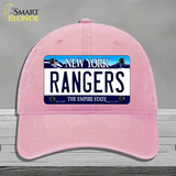 Rangers New York State Novelty License Plate Hat Unconstructed Cotton / Pink