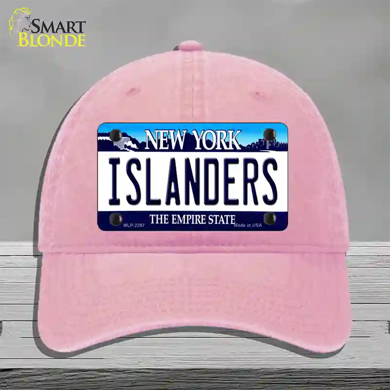 Islanders New York State Novelty License Plate Hat Unconstructed Cotton / Pink