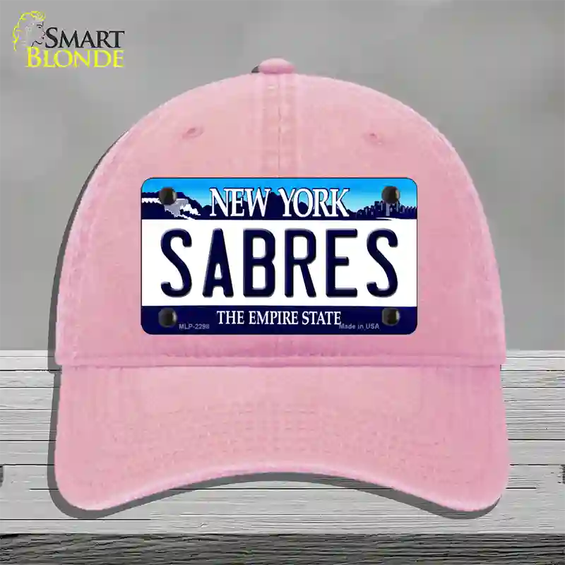 Sabres New York State Novelty License Plate Hat Unconstructed Cotton / Pink