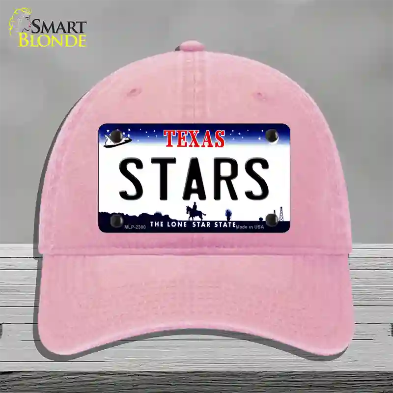 Stars Texas State Novelty License Plate Hat Unconstructed Cotton / Pink