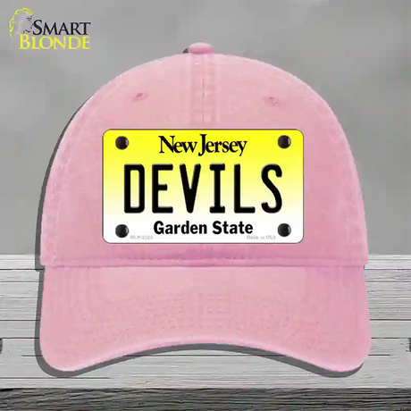 Devils New Jersey State Novelty License Plate Hat Unconstructed Cotton / Pink