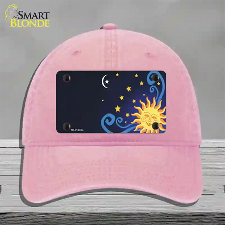 Celestial Sun Offset Novelty License Plate Hat Unconstructed Cotton / Pink