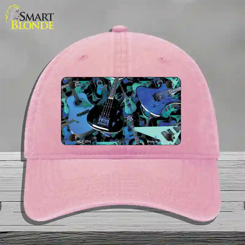 Guitars Blue Novelty License Plate Hat Unconstructed Cotton / Pink