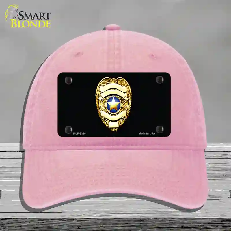 Police Badge Novelty License Plate Hat Unconstructed Cotton / Pink