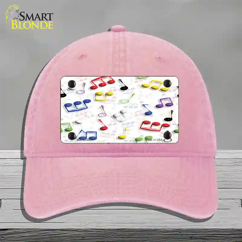 Musical Notes Multi-Color Novelty License Plate Hat Unconstructed Cotton / Pink